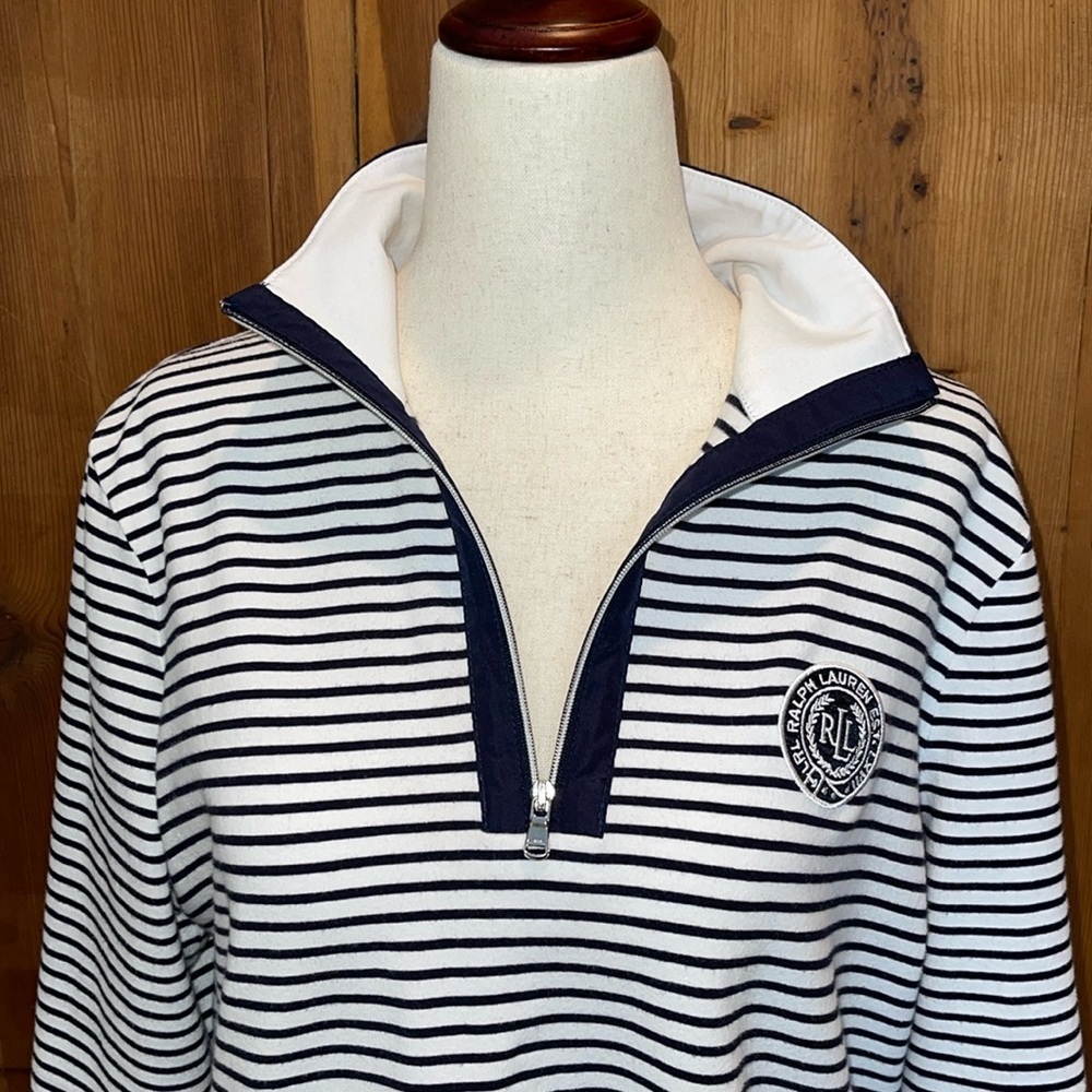 COPY - LAUREN RALPH LAUREN Blue Striped T Shirt Logo Chest Sz. L - Picture 3 of 16